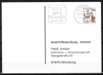 Bund 917 als portoger. EF mit brauner 60 Pf B+S - Marke aus Bogen mit Rand auf Sammel-Anschriftenprfungs-Postkarte von 1993-2002