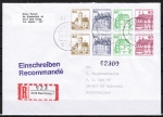 Bund B+S-Heftblatt 3,- DM mit roter 60 Pf B+S - Marke als portoger. H-Blatt-EF auf CEPT-erm. Einschreib-Brief bis 20g von 1982-1989 n. Griechenland
