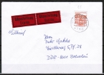Bund 1143 als portoger. EF mit 300 Pf B+S - Serie Letterset als Rollenend-Marke auf Eilbrief bis 20g von 1989-1991 in die DDR, AnkStpl.