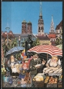 10 gleiche Ansichtskarten von Klaus Burandt - "Münchner Leben, Viktualienmarkt" (1977)