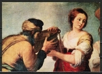 Ansichtskarte von Bartolome Esteban Murillo (wohl 1617-1682) - "Rebekka und Eleazar" (Ausschnitt)"