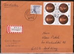 Bund 1324 als portoger. MiF mit 4x 80 Pf J. A. Bengel + 10 Pf B+S auf Inlands-Einschreibe-Brief 20-50g von 1987