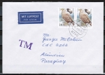 Bund 1542 als portoger. MeF mit 2x 140 Pf Seevögel auf Luftpost-Brief 15-20g von 1991 nach Paraguay, AnkStpl.