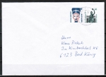 Bund 1398 als portoger. MiF mit 20 Pf SWK aus Rolle und 60 Pf SWK auf Inlands-Brief bis 20g vom Febr. 1989