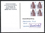 Bund 1379 als portoger. MeF mit 4x 40 Pf SWK aus Rolle auf Einzel-Anschriftenprüfungs-Postkarte von 1997-2002, codiert