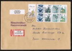 Bund 1535 als portoger. MiF mit 170 Pf SWK mit OR und H-Blatt 31 auf Einschr.-Brief 100-250g von 1992/1993
