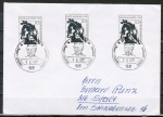 Bund 693 als portoger. MeF mit 3x 10 Pf "Dante Alighieri" auf Inlands-Brief mit ESST von 1971