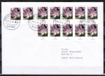 Bund 2480 als portoger. MeF mit 12x 5 Cent Blumen-Serie / Krokus aus Bogen auf Inlands-Brief bis 20g von 2014, codiert