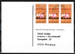 Bund 719 als portoger. MeF mit 3x 20 Pf Ringen auf Sammel-Anschriftenprüfungs-Postkarte von 2000-2002, codiert
