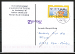 Bund ATM 3.2 - fettes Posthorn - Marke zu 160 Pf als portoger. EF auf Einzel-Anschriftenprüfungs-Postkarte von 1999-2002, codiert