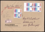 Bund 1053 als 10 Pf berfrank. MeF mit 6x 90 Pf Hrgeschdigte auf B5-bergroem Inlands-Wertbrief 269g von 1981