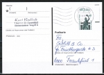 Berlin 795 als portoger. EF mit 60 Pf SWK-Serie als Ober-Eckrand-Marke auf Inlands-Postkarte von 1987-1991