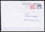 Bund 916 u.g. als portoger. MiF mit roter 50 Pf B+S - Marke unten geschnitten aus MH + 10 Pf u.g. auf Inlands-Brief bis 20g von 1979-1982