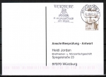 Bund 917 als portoger. EF mit brauner 60 Pf B+S - Marke aus Bogen mit Oberrand auf Sammel-Anschriftenprfungs-Postkarte von 1993-2002