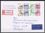 Bund B+S-Heftblatt 3,- DM mit roter 60 Pf B+S - Marke als portoger. H-Blatt-EF auf CEPT-erm. Einschreib-Brief bis 20g von 1986-1989 n. Portugal/AnkStpl.