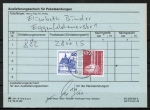 Bund 997 als portoger. MiF mit 90 Pf B+S - Marke aus Rolle + 130 Pf I+T-Serie auf Paket-Auslieferungsschein von 1985