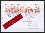 Bund 998 als portoger. MiF mit 210 Pf 5x 20 Pf je B+S aus Bogen alle mit Oberrand auf Inlands-Eilbrief bis 20g mit ESST von 1979, AnkStpl.