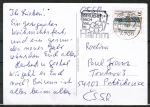 Bund 1251 als portoger. EF mit 70 Pf Säule  auf Auslands-Postkarte in die CSSR von 1985