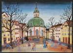 Ansichtskarte von Rosemarie Landsiedel - "Karlskirche" (Düsseldorf !?) (1972)