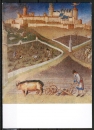 Ansichtskarte der "Brüder aus Limbourg'" (um 1415/1416) - "März - Pflügen"