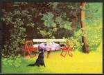 10 gleiche Ansichtskarten von Maria de Posz (1921-....) - "Jause mit schwarzem Hund"