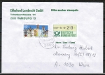 Bund ATM 1 - Marke zu 20 Pf in Spritzguss-Type + 60 Pf Sondermarke als portoger. MiF auf Brief von 1986 nach Österreich