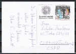 Bund 1475 als portoger. EF mit 80 Pf Wohlfahrt 1990 auf Auslands-Postkarte von 1991 in die CSSR