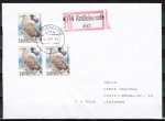 Bund 1542 als portoger. MeF mit 3x 140 Pf Seevgel auf Inlands-Einschreibe-Brief 20-50g vom Juni 1991