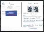 Bund 1934 als portoger. MeF mit 2x 100 Pf SWK "Goethe/Schiller" aus Bogen mit OR/ER auf Luftpost-Postkarte von 1997-2002 n. Kanada, codiert