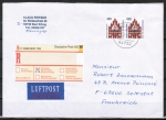 Bund 1623 als portoger. MeF mit 2x 450 Pf SWK als Bogen-Paar auf Europa-Einschreibe-Brief 50-100g von 1997-2002 n. Frankreich, AnkStpl.