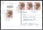 Bund 782 als portoger. MeF mit 4x 25 Pf Wohlfahrt 1973 auf Inlands-Postkarte von 1997-2002, codiert