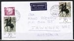 Bund 987 als portoger. MiF mit 2x 70 Pf Max Liebermann + 10 Pf I+T auf Luftpostbrief 5-10g von 1978 nach Australien