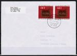 Bund 1023 als portoger. MeF mit 2x 60 Pf Tag der Briefmarke 1979 auf Auslands-Brief bis 20g von 1987 in die UdSSR, AnkStpl.