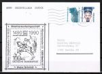 Berlin 863 als portoger. MiF mit 5 Pf SWK + 20 Pf SWK je aus Rolle auf Massendrucksache-Postkarte vom Februar 1991