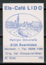 Zndholz-Etikett Oberzent / Beerfelden, Eis-Caf LIDO, ca. 1970