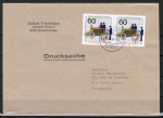 Bund 1474 als portoger. MeF mit 2x 60 Pf Wohlfahrt 1990 auf Auslands-Drucksache 20-50g von 1990-1993 nach Frankreich
