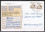 Bund 914 u.g. als portoger. MeF mit 2x 30 Pf B+S - Serie unten geschnitten aus MH im Buchdruck auf Inlands-Postkarte von 1982-1993, codiert