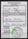 Bund 1038 als portoger. EF mit grüner 50 Pf B+S - Marke aus Rolle im Bdr. auf Einlieferungsbescheinigung für einen Nachnahme-Brief von 1982-1989