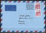 Bund 1028 als portoger. MeF mit 2x roter 60 Pf B+S - Marke aus Rolle im Buchdruck auf Luftpost-Brief bis 5g von 1979-1982 nach Kolumbien