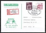 Bund 1028 als Privat-Ganzschen-Postkarte mit roter 60 Pf B+S + 200 Pf I+T als Einschreib-Postkarte mit SST von 1982-1989