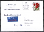 Bund 1153 als portoger. EF mit 120 Pf Wohlfahrt 1982 auf bersee-Luftpost-Infobrief bis 20g von 2002 nach China/AnkStpl.