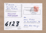 Bund 1143 als portoger. EF mit 300 Pf B+S - Serie aus Rolle im Letterset-Druck auf Inlands-Pckchen-Adresse von 1987-1989