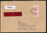 Bund 1143 als portoger. MeF mit 2x 300 Pf B+S - Serie aus Rolle im Letterset-Druck auf Inlands-Eilbrief 100-250g von 1987-1989, AnkStpl. 14x20 cm