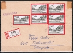 Bund 789 als portoger. MeF mit 6x 40 Pf  Bremen auf kleinform. Inlands-Einschreibe-Brief ber 100g von 1973, Tesa-Schden !