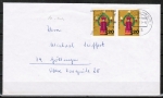 Bund 709 als portoger. MeF mit 2x 20 Pf Weihnachten 1971 auf Inlands-Brief bis 20g von 1973, rs. Öffnungsmängel