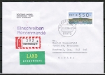 Bund ATM 2 - dickes DBP - Marke zu 550 Pf als portoger. EF auf Welt-Land-Einschreibe-Brief bis 50g von 1996 nach Kanada, rs. Stempel !