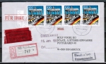 Bund 1482 als portoger. MeF mit 4x 100 Pf Grenzffnung aus Bogen auf VGO-Eil-Einschreib-Brief bis 20g von 1990/1991, Eil-Stpl.