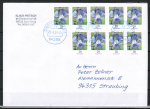 Bund 3315 Skl. (Mi. 3432) als portoger. MeF mit 9x 20 Cent Hasengl�ckchen auf "kleinem" Inlandas-Brief �ber 50g von 2025-2026, codiert, B6-Format