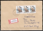 Bund 1542 als portoger. MeF mit 3x 140 Pf Seevgel auf Inlands-Einschreibe-Brief 20-50g von 1991, Stempel-Mngel !
