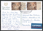 Bund 2281 als portoger. MeF mit 2x 51 Cent Archäologie auf Übersee-Luftpost-Postkarte mit SST vom September 2002 nach Kanada, vs. codiert